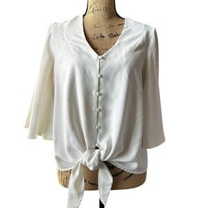 Source Unknown Cream Tie-Front Blouse